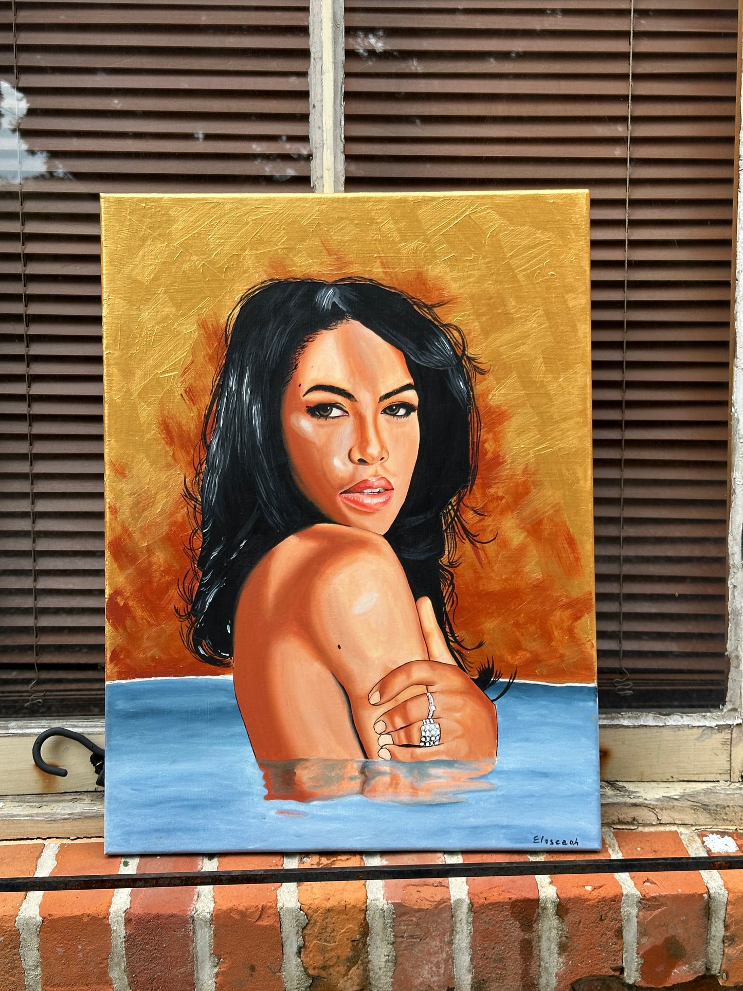 Original Aaliyah Hand Painted 18x24 Canvas by Eloseeoh