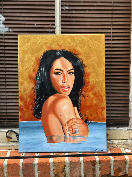 Original Aaliyah Hand Painted 18x24 Canvas by Eloseeoh