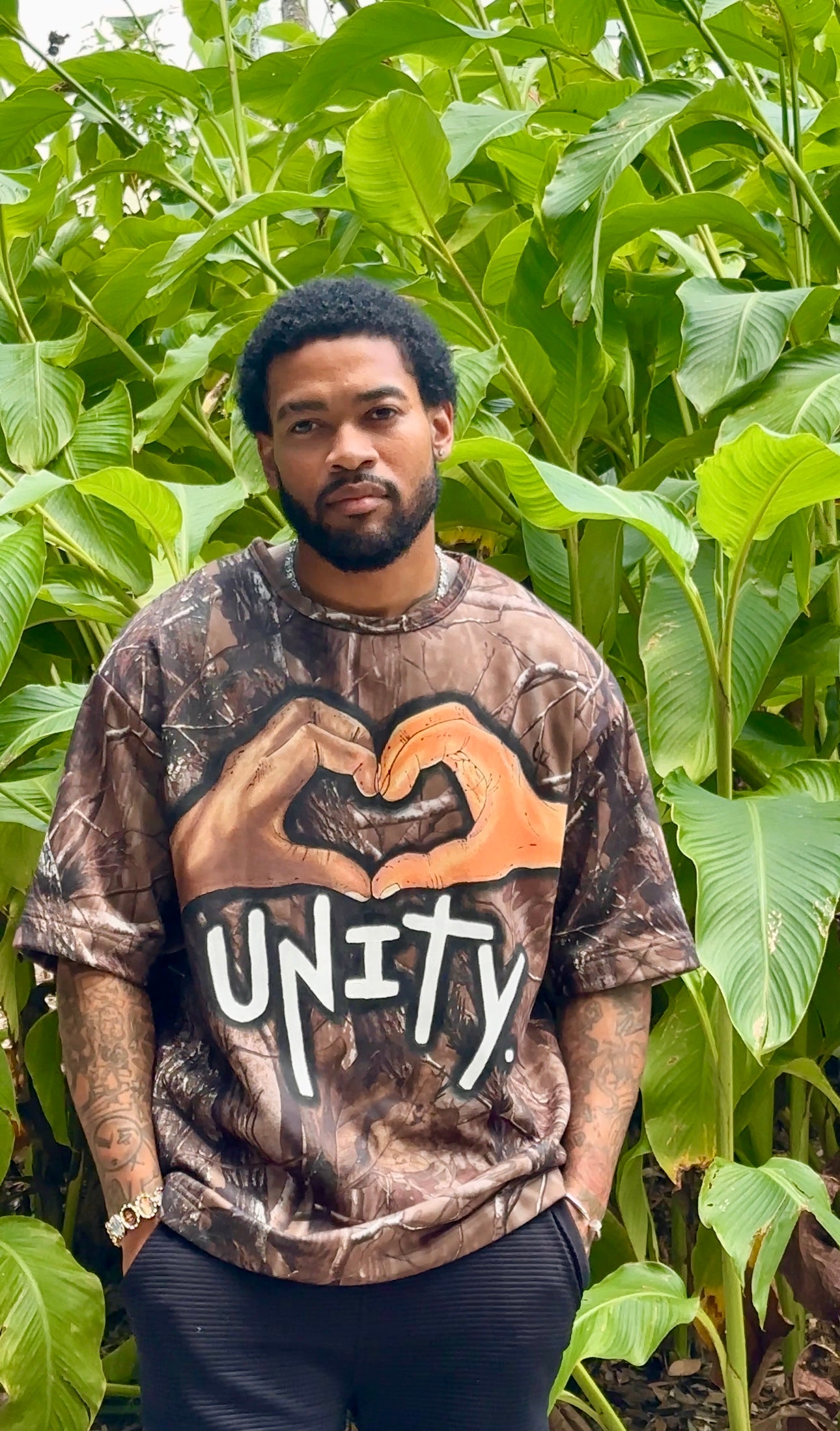 Unity Hearts Hand Painted Camo Tee