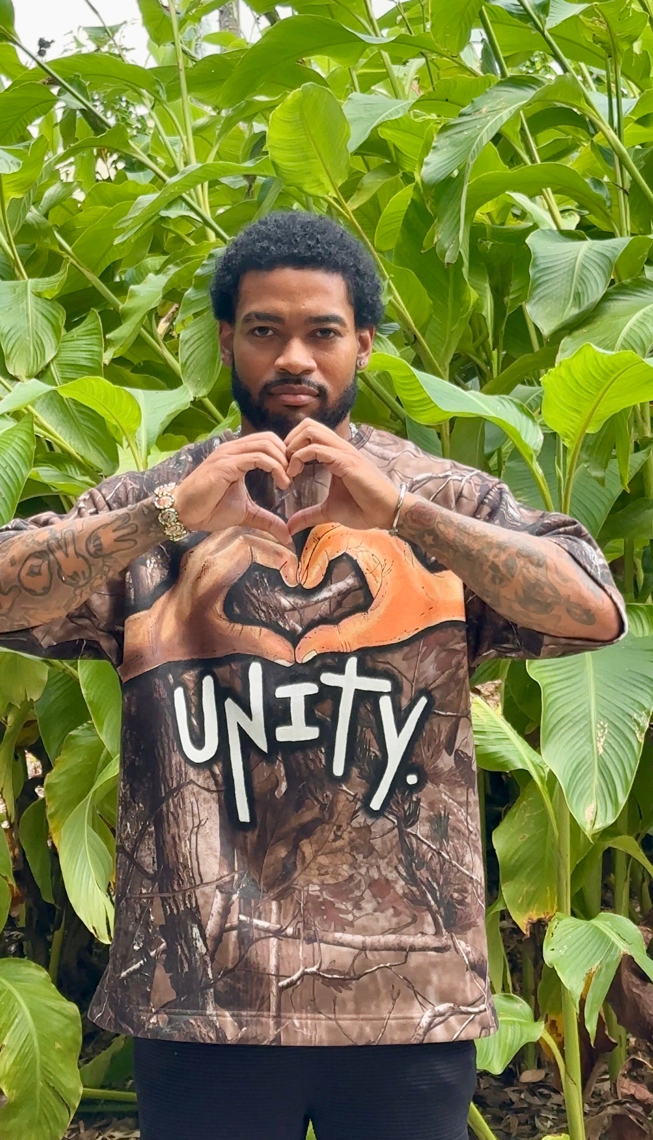 Unity Hearts Hand Painted Camo Tee