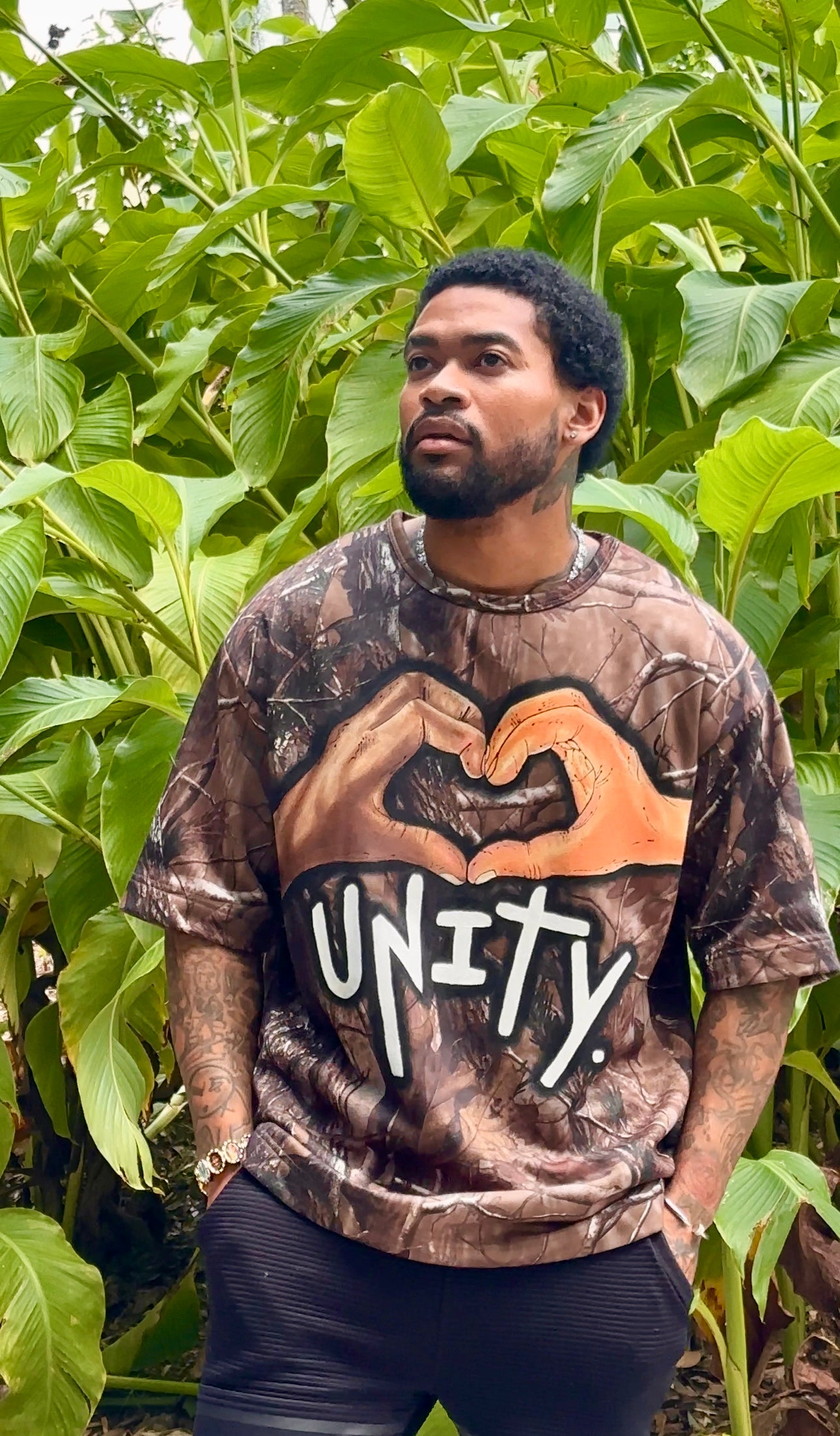 Unity Hearts Hand Painted Camo Tee