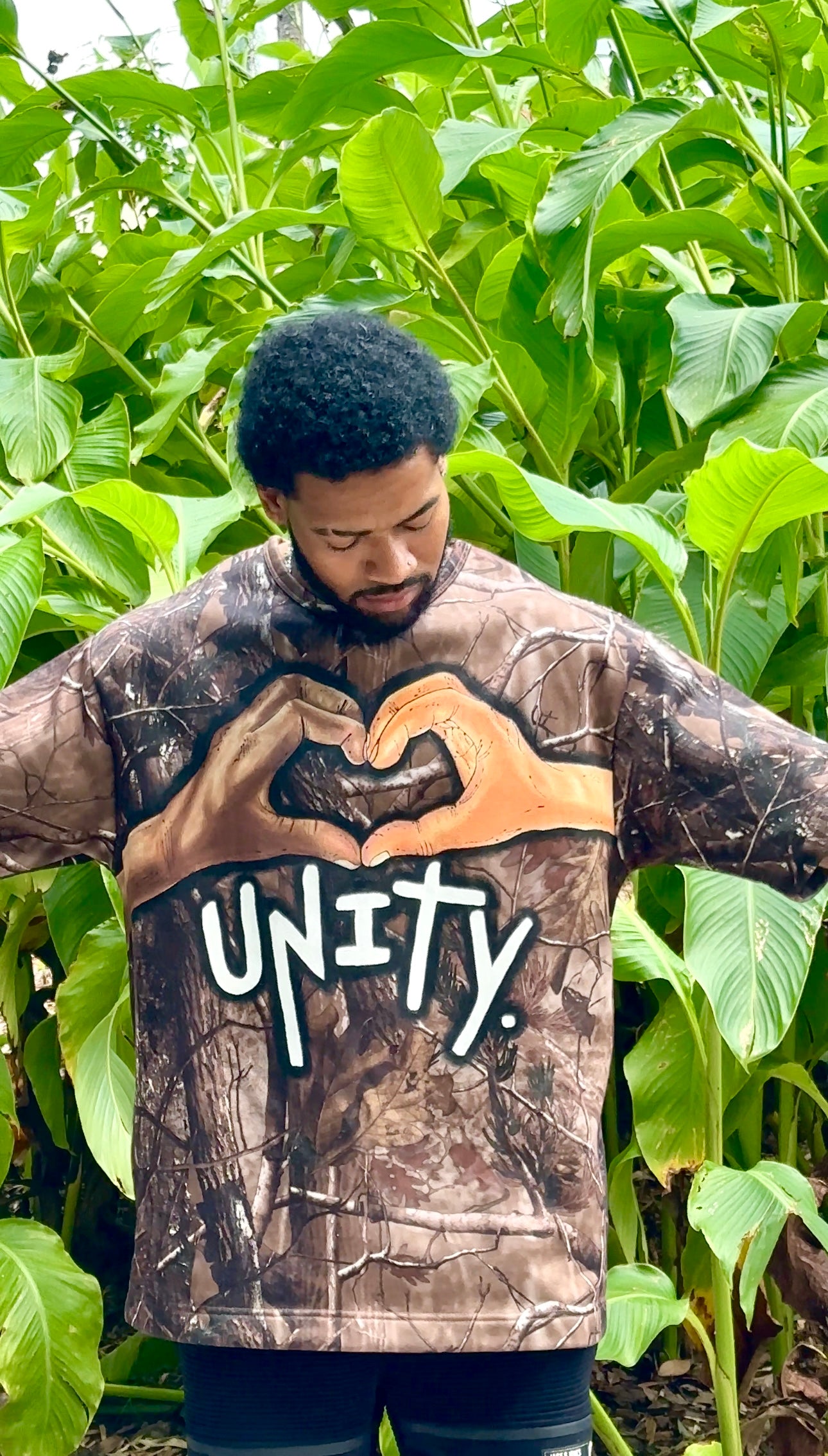 Unity Hearts Hand Painted Camo Tee