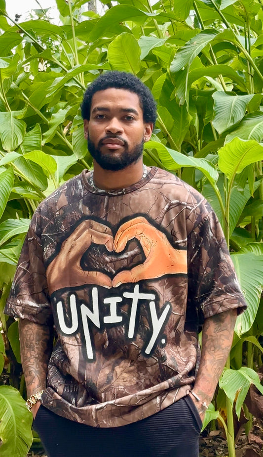 Unity Hearts Hand Painted Camo Tee